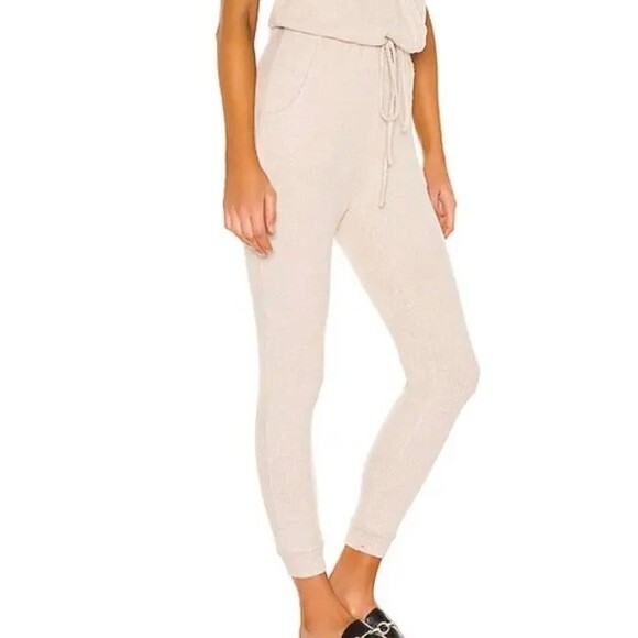 LBLC The Label Samantha High Waisted Ribbed Jumpsuit in Oatmeal Beige Revolve M - Picture 4 of 16